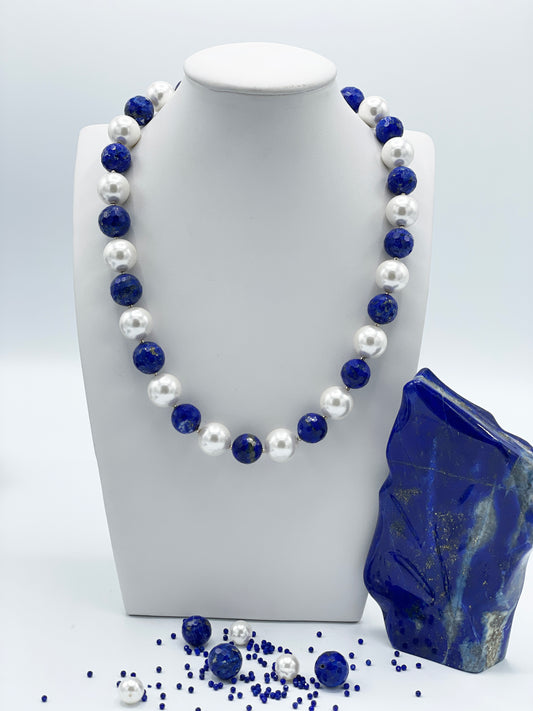Shellperle und Lapislazuli Halskette